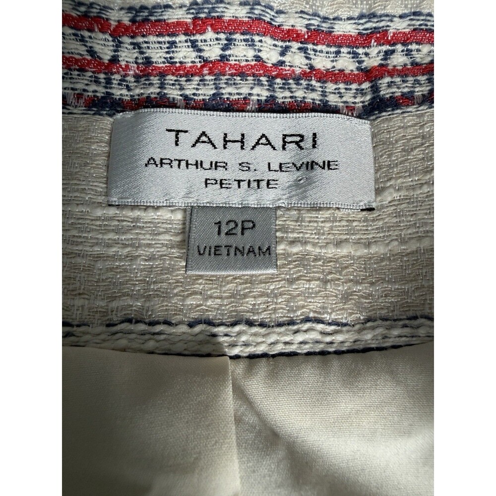 Tahari Cream Striped Tweed Open-Front Blazer Arthur S. Levine - Picture 6 of 16
